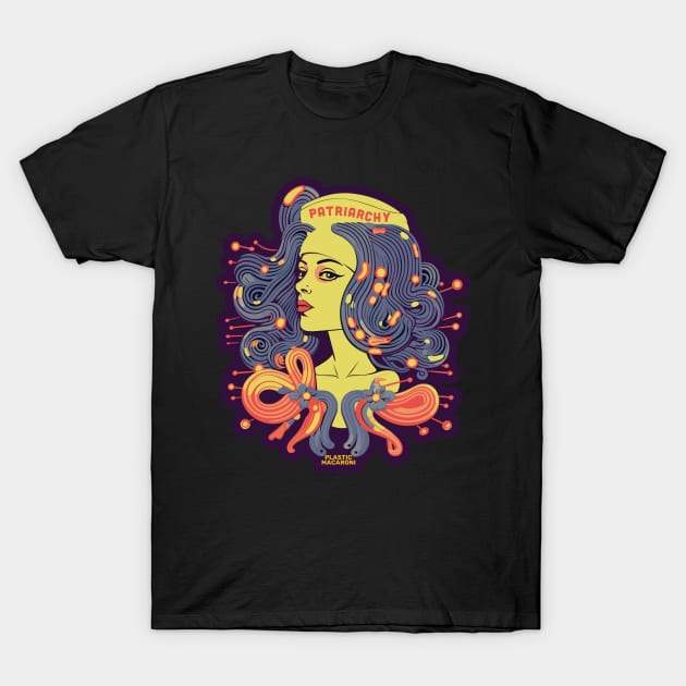 Plastic Macaroni Boho Trippy Hippy Patriarchy T-Shirt by BoobRoss